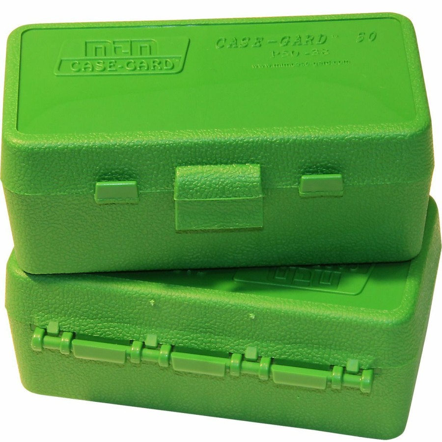 Gun Supplies, Storage & Ammunition * | Mtm Case-Gard Ammo Box 50 Round Flip-Top 38 357, Green, P50-38-10