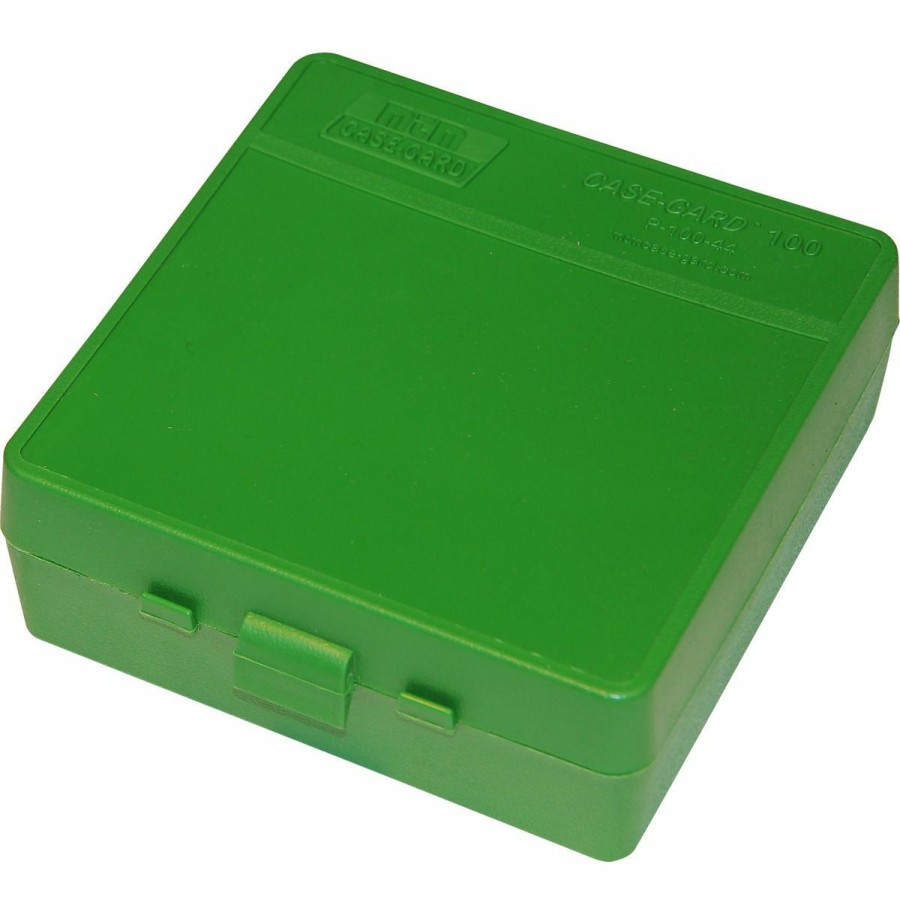 Gun Supplies, Storage & Ammunition * | Mtm Case-Gard Ammo Box 100 Round Flip-Top 41 44 45 Lc, Green, P-100-44-10