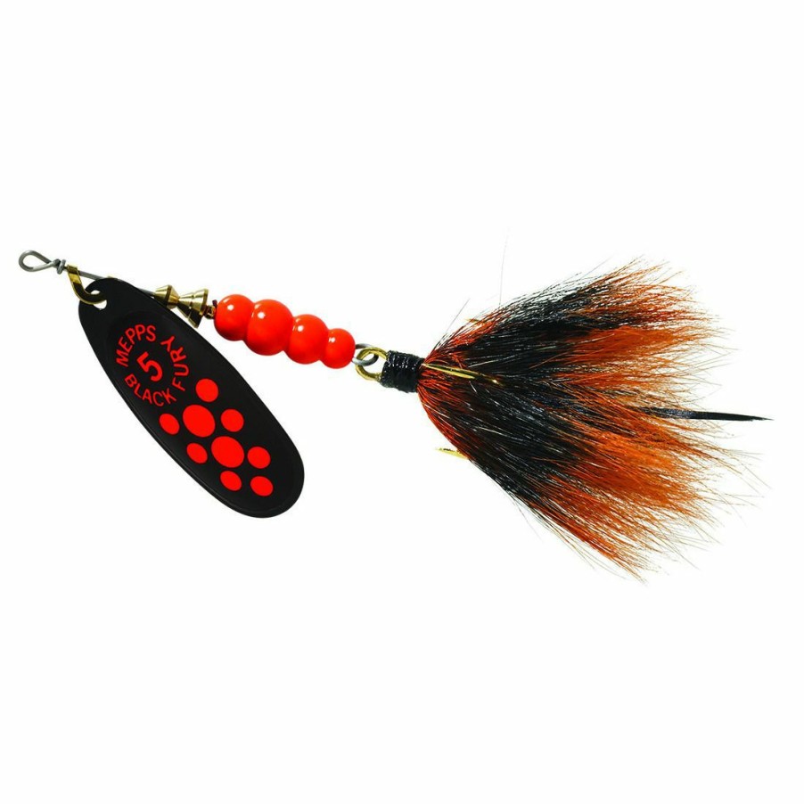 Fishing Gear * | Mepps Black Fury Dressed Treble Fluorescent Red Dot Blade With Gray/Orange Tail #5 (1/2 Oz), Bf5T Fl