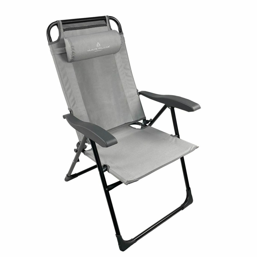 Camping & Outdoor Gear * | Black Sierra Equipment 7-Position Ventback Recliner, Dkch-001-Gry-Bse