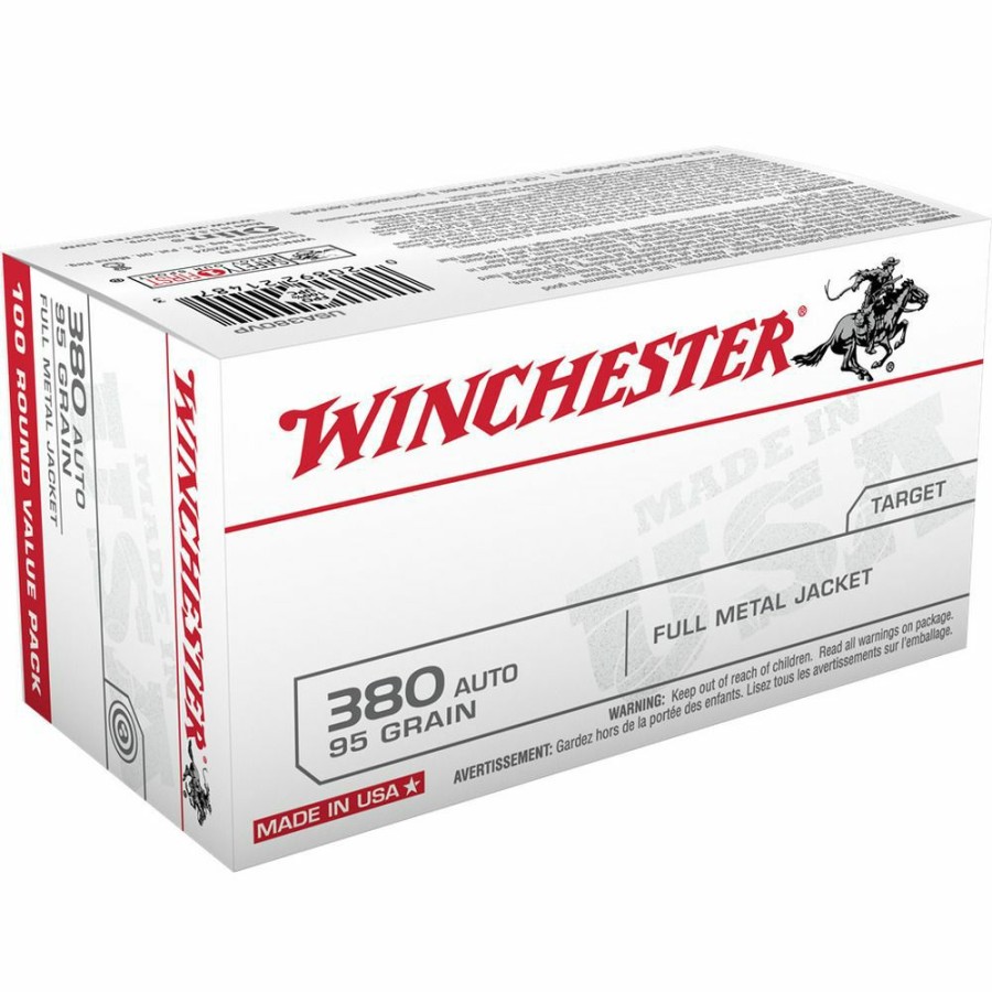 Gun Supplies, Storage & Ammunition * | Winchester 380 Auto 95 Grain Full Metal Jacket Ammo, 100-Round, Usa380Vp