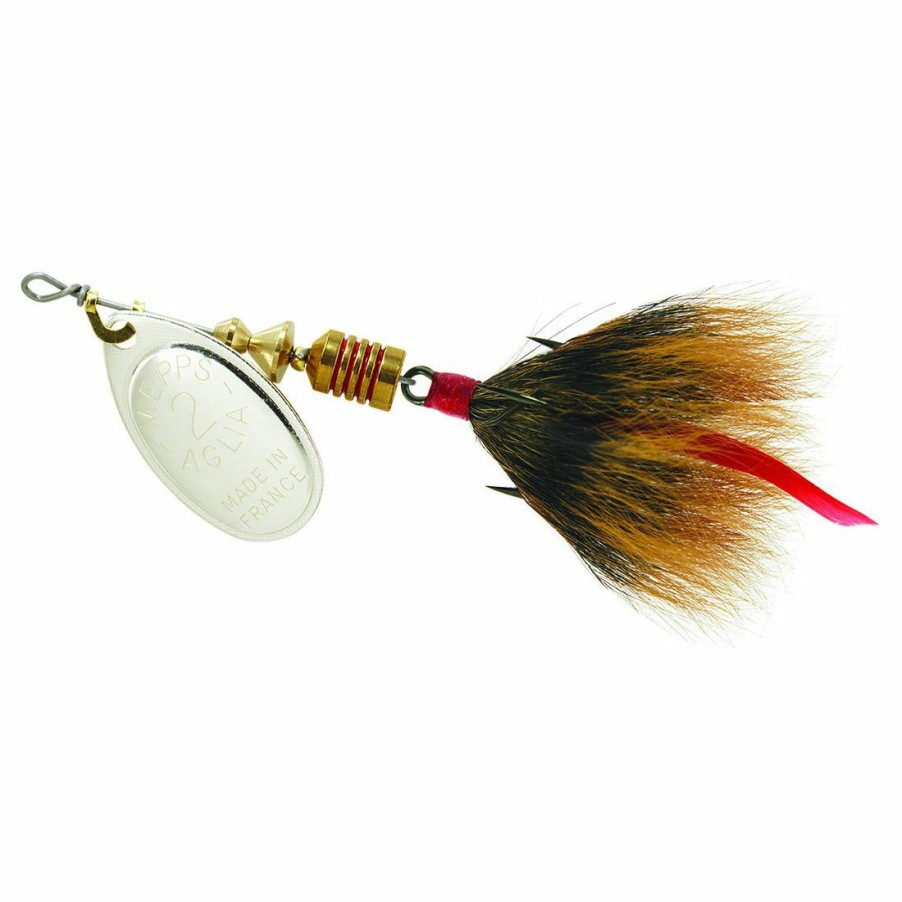 Fishing Gear * | Mepps Aglia Dressed Treble Silver Blade With Brown Tail #3 (1/6 Oz), B2St S-Br