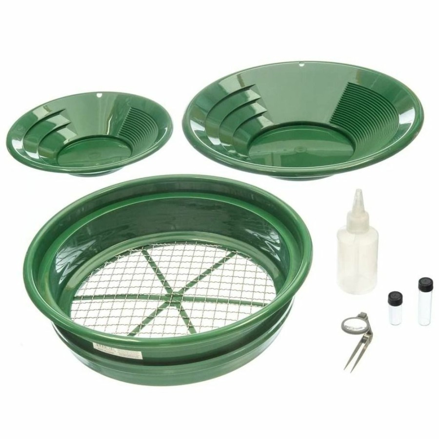 Camping & Outdoor Gear * | Se Prospector'S Choice Gold Panning Kit And 2 Green Pans, 7-Piece, Gp5Kit107