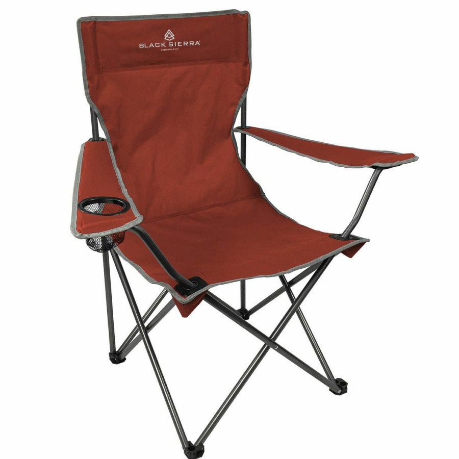 Camping & Outdoor Gear * | Black Sierra Equipment Everday Quad Chair, Red, Pqach-002-Red-Bse