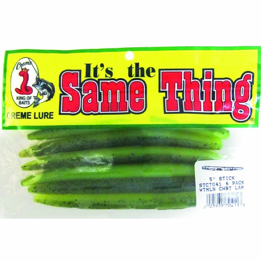 Fishing Gear * | Creme Stick Worm, 5 In, Watermelon/Chartreuse Laminate, 75194