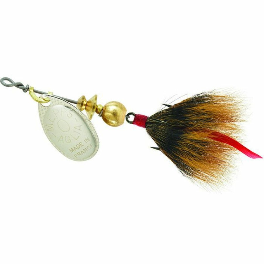 Fishing Gear * | Mepps Aglia Dressed Treble Silver Blade With Brown Tail #0 (1/12 Oz), B0St S-Br