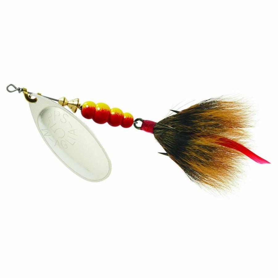 Fishing Gear * | Mepps Aglia Dressed Treble Silver Blade With Brown Tail #5 (1/2 Oz), B5St S-Br