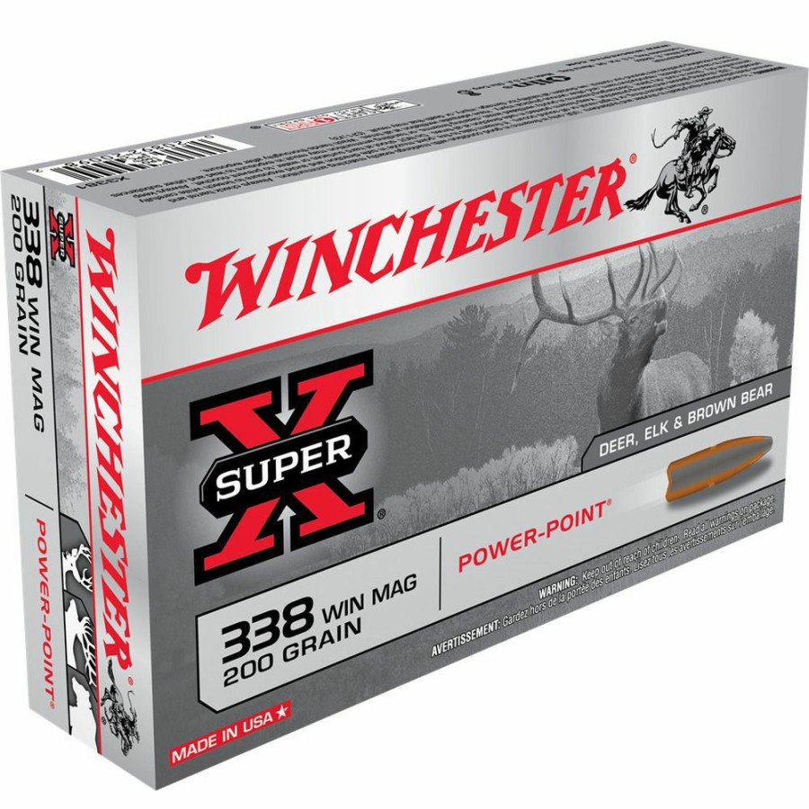 Gun Supplies, Storage & Ammunition * | Winchester 338 Win Mag 200 Grain Power-Point Ammo, 20-Round, X3381