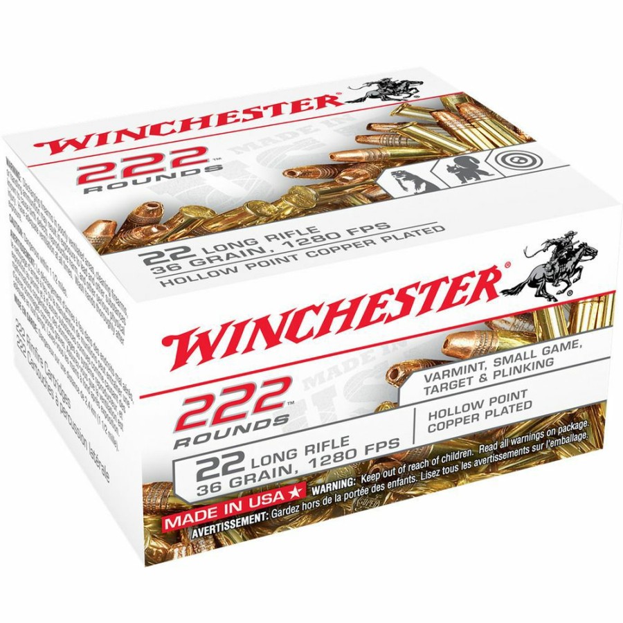 Gun Supplies, Storage & Ammunition * | Winchester 22 Long Rifle 36 Grain Hollow Point Copper Plated Ammo, 222-Round, 22Lr222Hp