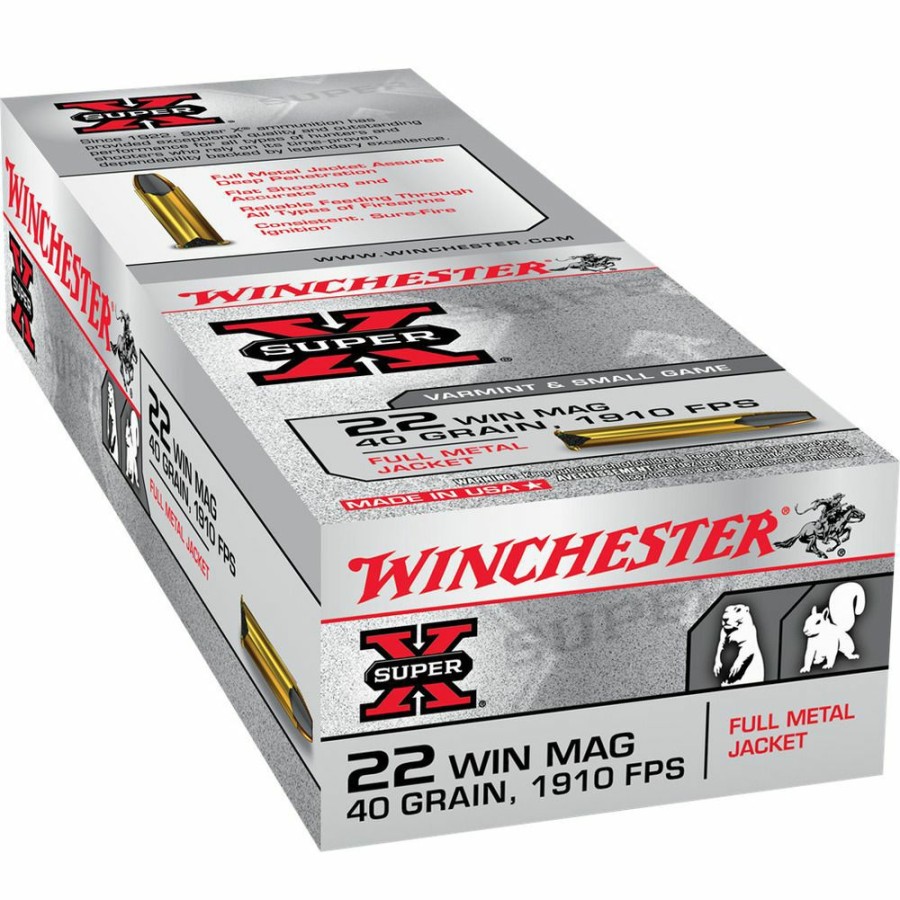 Gun Supplies, Storage & Ammunition * | Winchester 22 Win Mag 40 Grain Full Metal Jacket Ammo, 50-Round, X22M