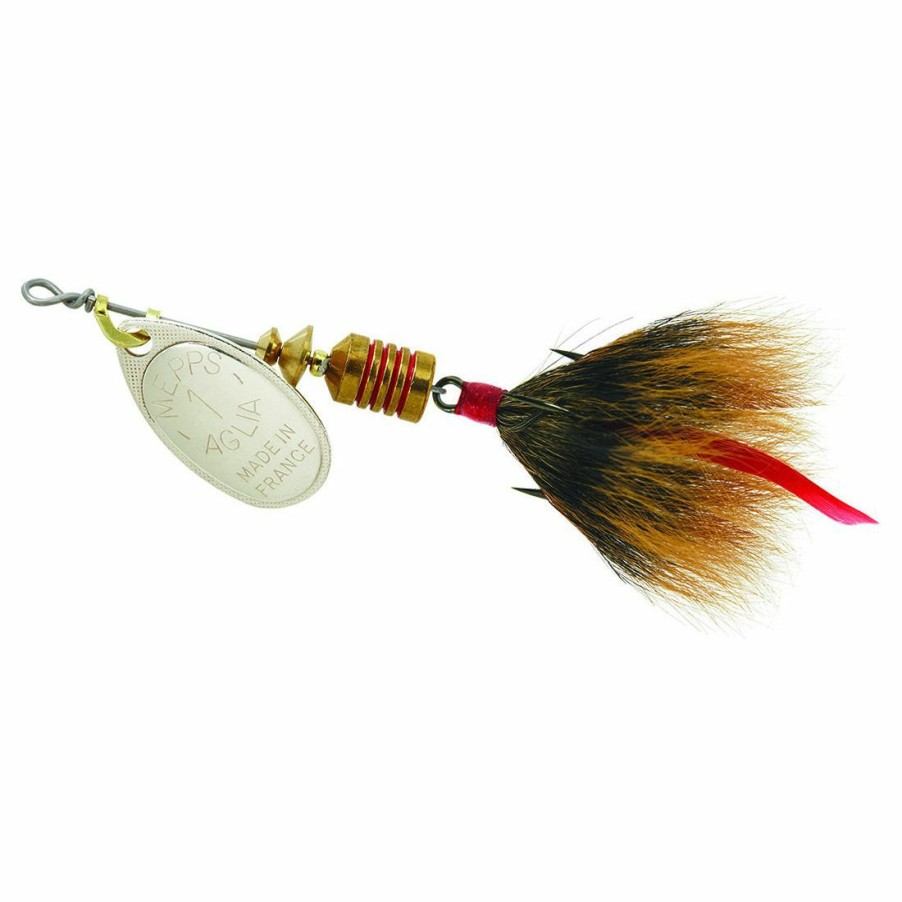 Fishing Gear * | Mepps Aglia Dressed Treble Silver Blade With Brown Tail #1 (1/8 Oz), B1St S-Br