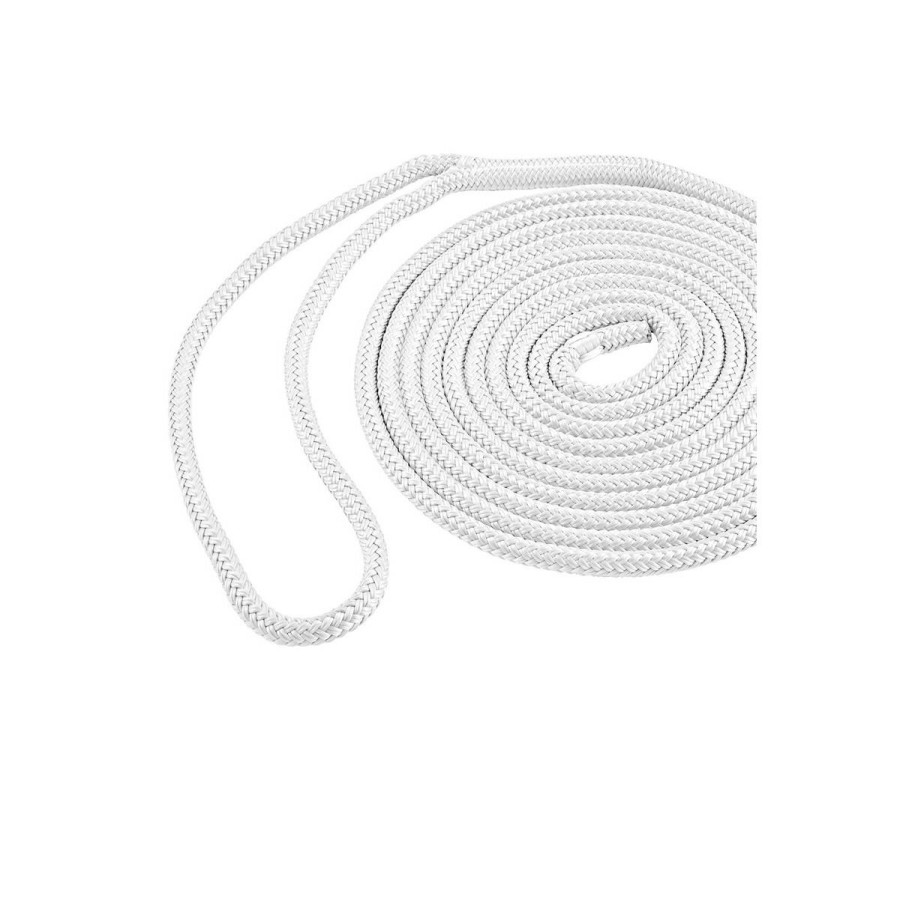 Sport Vehicles & Boating * | Shoreline Marine Double Braided Nylon Dock Line, White, 65208, 3/8 In X 20 Ft