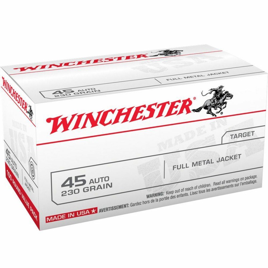 Gun Supplies, Storage & Ammunition * | Winchester 45 Auto 230 Grain Full Metal Jacket Ammo, 100-Round, Usa45Avp