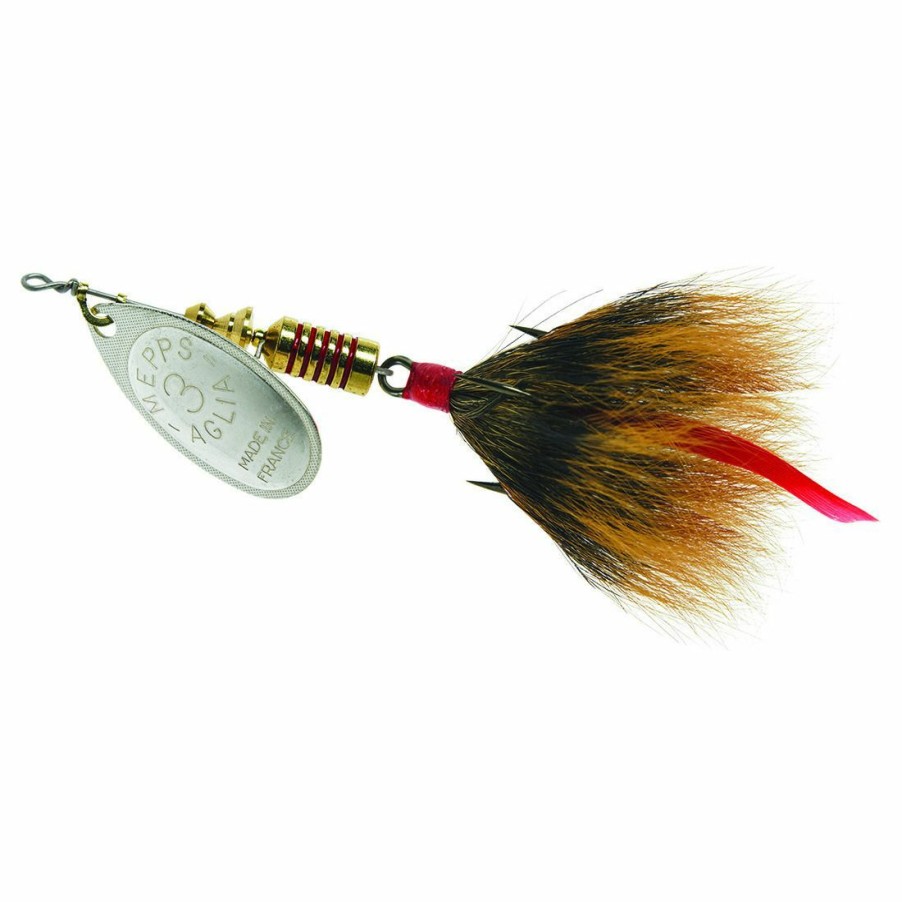 Fishing Gear * | Mepps Aglia Dressed Treble Silver Blade With Brown Tail #3 (1/4 Oz), B3St S-Br