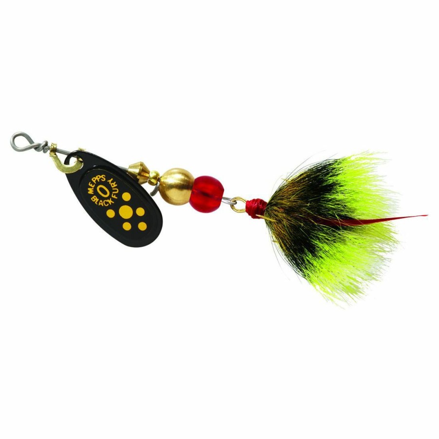 Fishing Gear * | Mepps Black Fury Dressed Treble Yellow Dot Blade With Gray/Yellow Tail #0 (1/12 Oz), Bf0T Y